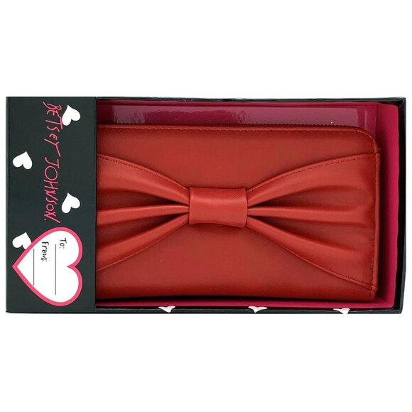 Betsey Johnson Large Bow Backpack & Large Bow Wallet Red 2 Piece Set - Picture 6 of 7